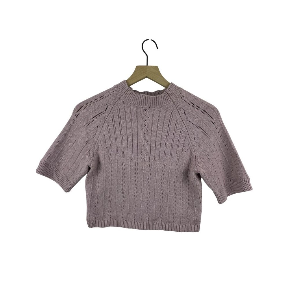 Free People Intimately Womens Large The Romy Swit Silverberry Pointelle Crop Top
